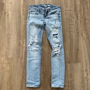 American eagle regular rise distressed skinny stretch Jegging